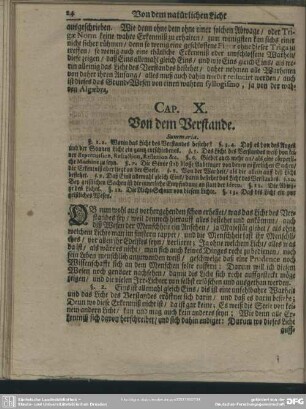 Cap. X. Von dem Verstande