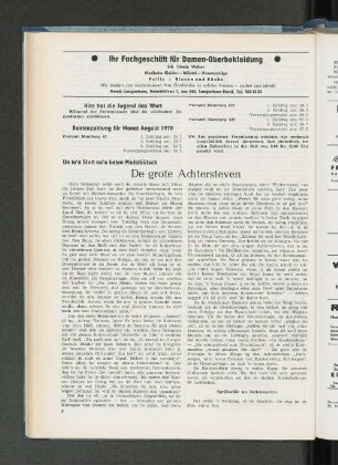 Rentenzahlung für Monat August 1970