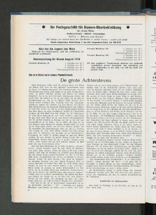 Rentenzahlung für Monat August 1970