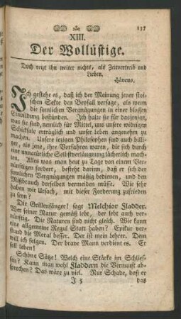 XIII. Der Wollüstige