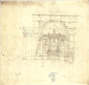 Thiersch, August ; Alexandria (Ägypten); Serapeum von Alexandria, Rekonstruktion des Sarapistempels - Querschnitt