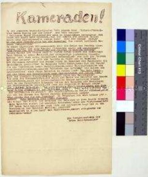 Hektographierter Mobilisierungsaufruf der Roten Soldatenzellen zum antikapitalistischen Kampf und zur Entsendung von Delegierten zur Reichskonferenz