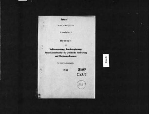 Haushaltsplan (Entwurf) Einzelplan I für das Rechnungsjahr 1949 (Volksvertretung, Landesregierung, Staatskommissariat für politische Säuberung, Rechnungskammer)