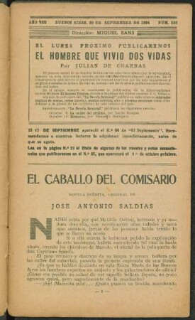 1924008358: El caballo del comisario : novela inédita