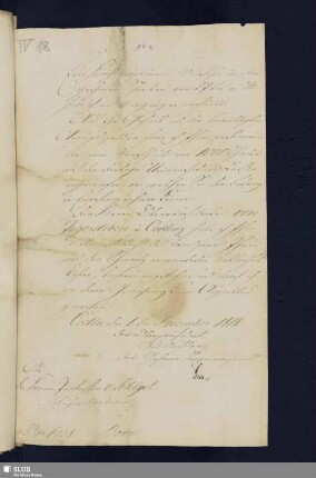 18a: Brief Fr. L. Chr. v. Solms-Laubachs an A. W. Schlegel; dat. Coelln, 01.12.1818.