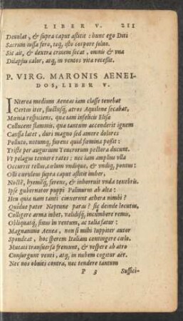 P. Virg. Maronis Aeneidos, Liber V.