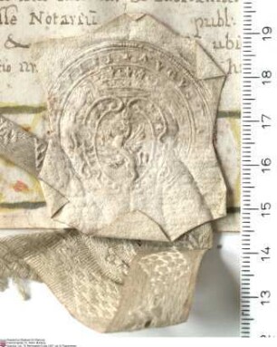 Franciscus Tassius, Notar des Notarskollegiums von Perugia, setzt ein Notariatsinstrument auf. Der Magistrat (decemviri) von Perugia bestätigt, da...