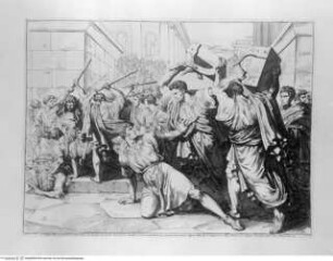 Pinelli, Bartolomeo, Istoria Romana. Incisa ad acqua forte da Bartolomeo Pinelli Romano. L'Anno 1818, e 1819. o.O.[Roma] u.J, "L'Infelice Tiberio Gracco ..." (Taf. 47 [71])