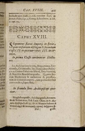 Caput XVIII. Sequuntur status Imperij in specie, quos trifariam distinguo [...]