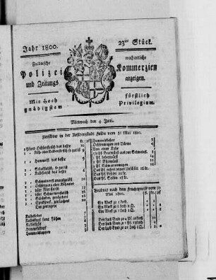 23tes Stück, Ausgabe vom 4. Juni 1800