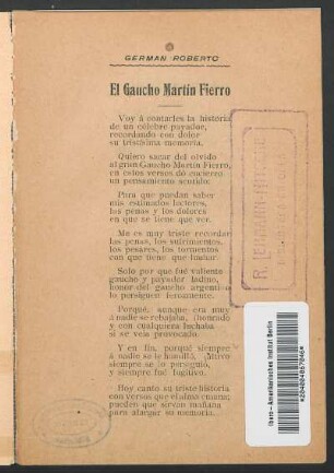 El gaucho Martín Fierro : verdadera historia