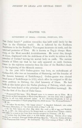 Chapter VII. Government of Lhasa - customs, festivals, etc.