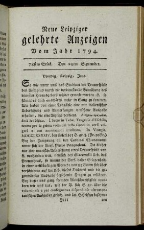 78stes Stück. Den 29ten September.