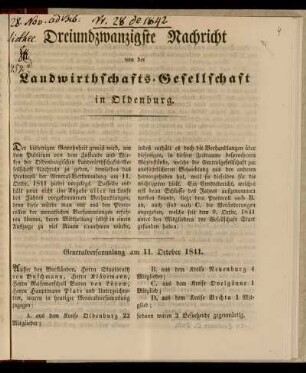 Generalversammlung am 11. October 1841