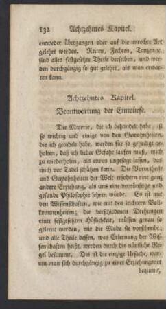 Achtzehntes Kapitel. Beantwortung der Einwürfe
