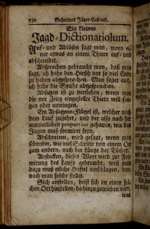 Ein kleines Jagd-Dictionariolum.