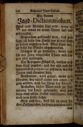 Ein kleines Jagd-Dictionariolum.