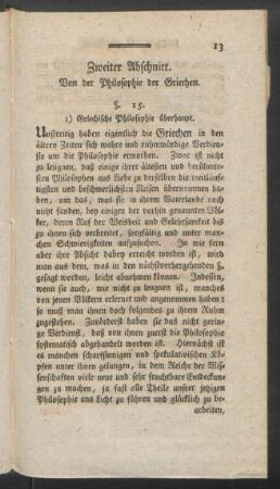 Zweiter Abschnitt. Von der Philosophie der Griechen