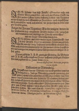 Visitation zu Wittenberg.