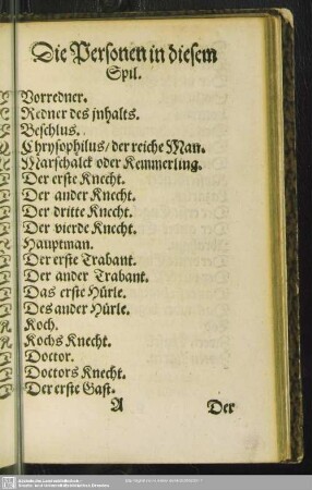 Die Personen in diesem Spil