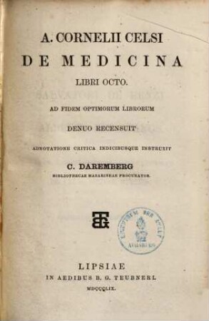 A. Cornelii Celsi De medicina : libri octo