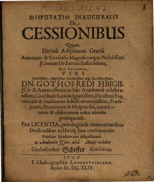 Disputatio Inauguralis De Cessionibus