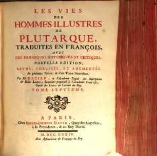 Les Vies Des Hommes Illustres De Plutarque, 7
