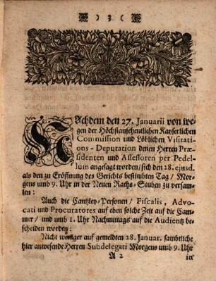 Beschreibung Was den 28. Januarii 1711 Bey Eröffnung des Kayserl. und Reichs-Cammer-Gerichts vorgegangen