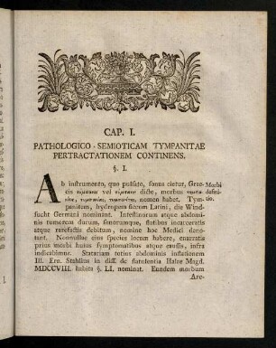 5-27, Cap. I. Pathologico-Semioticam Tympanitae Pertractationem Continens.