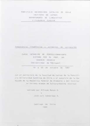 Competencia lingüística y corrección idiomática, Kurs Santiago de Chile : Kursmaterial