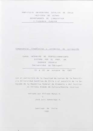 Competencia lingüística y corrección idiomática, Kurs Santiago de Chile : Kursmaterial