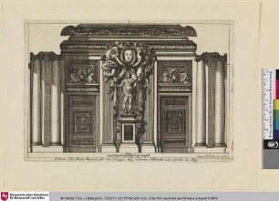 [Entwurf einer Wandverkleidung mit einer Herrscherskulptur in der Mitte; Lambris avec au centre une statue du roi en imperator]