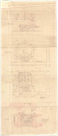 Döllgast, Hans; München; Alte Pinakothek, Wiederaufbau - Treppe (Grundrisse)