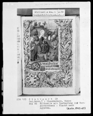 Lateinisch-französisches Stundenbuch (Livre d'heures) — Flucht nach Ägypten, Folio 55recto