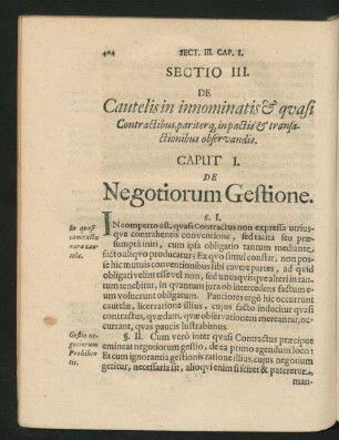 Caput I. De Negotiorum Gestione.