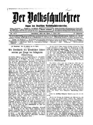 Die Denkschrift des Preußischen Lehrervereins zur Frage der kollegialen Schulleitung