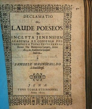 Declamatio De Laude Poeseos