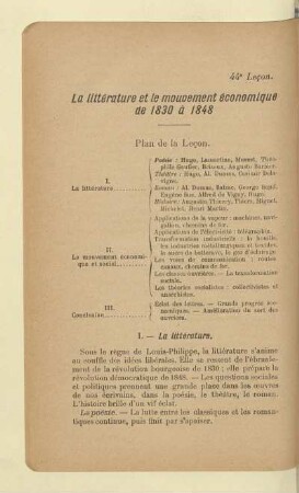 La littérature et le mouvement économique de 1830 à 1848