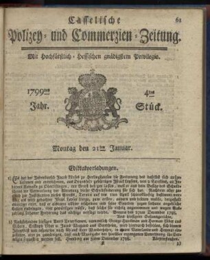 4tes Stueck, Montag den 21ten Januar 1799
