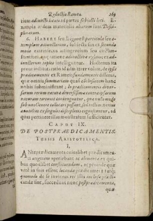 Caput IX. De Postprædicamentis.