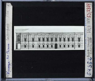 Vicenza, Palazzo Thiene,Bertotti Scamozzi, Rekonstruktion des Pal. Thiene (Druck) : Aufriss, Rekonstruktion
