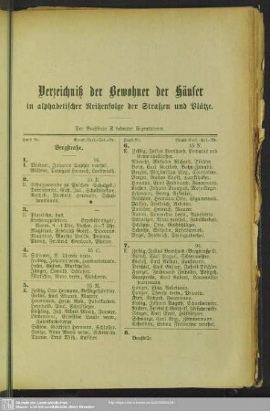 Häuserbuch : Verzeichniß der Bewohner der Häuser in alphabetischer Reihenfolge der Straßen und Plätze