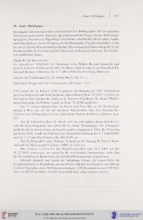 19. Année Philologique