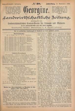 Achtundfünfzigster Jahrgang. No. 38. Insterburg, 18. September 1890.