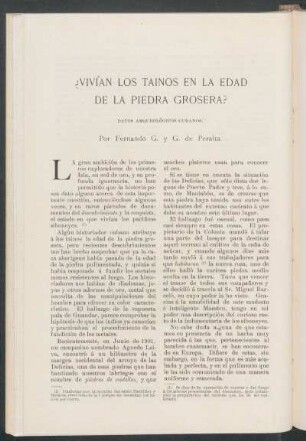 ¿Vivían los taínos en la Edad de la piedra grosera? : Datos arqueológicos cubanos.