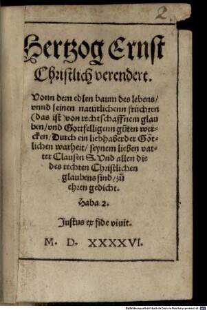 Ernest Herzog von Sachsen christlich verendert