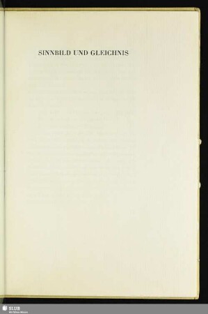 Sinnbild Und Gleichnis