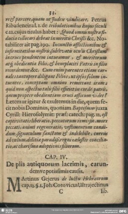 Cap. IV. De piis antiquorum lacrimis, earundemve potissimis causis