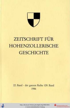 22(109): Zeitschrift für Hohenzollerische Geschichte