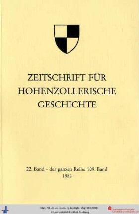 22(109): Zeitschrift für Hohenzollerische Geschichte